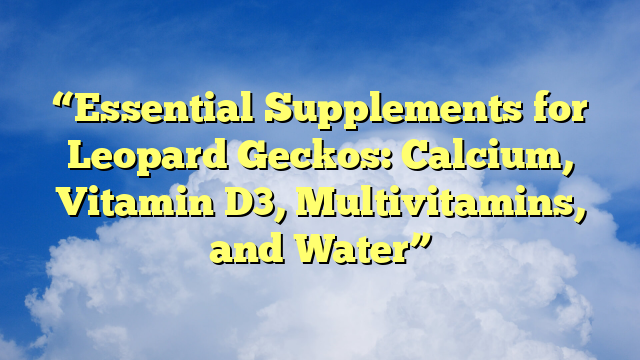 “Essential Supplements for Leopard Geckos: Calcium, Vitamin D3, Multivitamins, and Water”